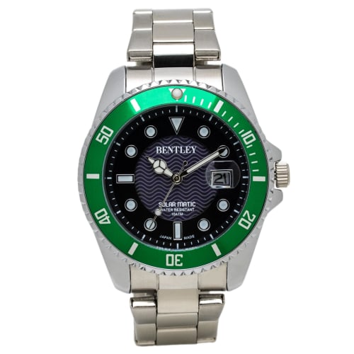 

Мужские аналоговые водонепроницаемые часы на солнечной батарее с металлическим браслетом, Bentley Green, BT-AM388-GNS
