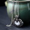 Electroplated Thai Silver Necklace with Imitation Hetian Jade Ruyi Pendant
