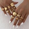 Landscape Water Droplets Hug Open Ring, Liquid Metal Pleated Irregular Crossed Ring