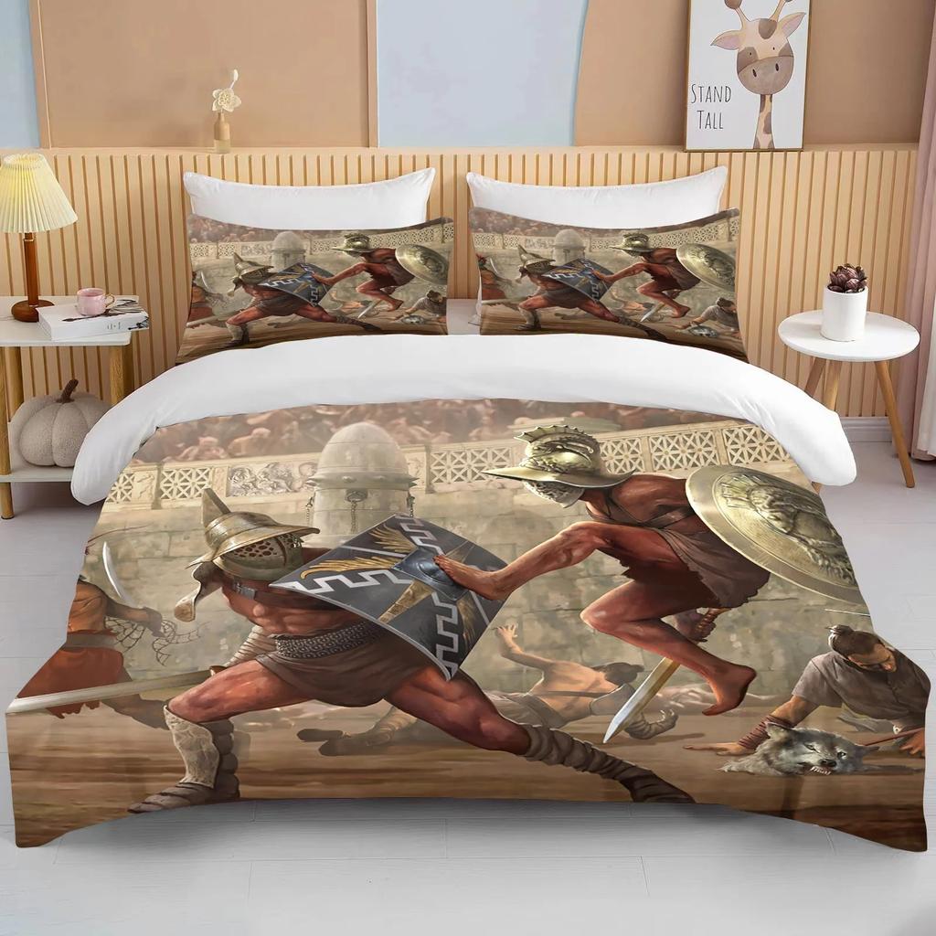 10 Sizes Cartoon Roman Gladiator Bedding Collection Colorful Home Textile Duvet Covers Pillowcases Bedclothes Boys Gift Bedding Set