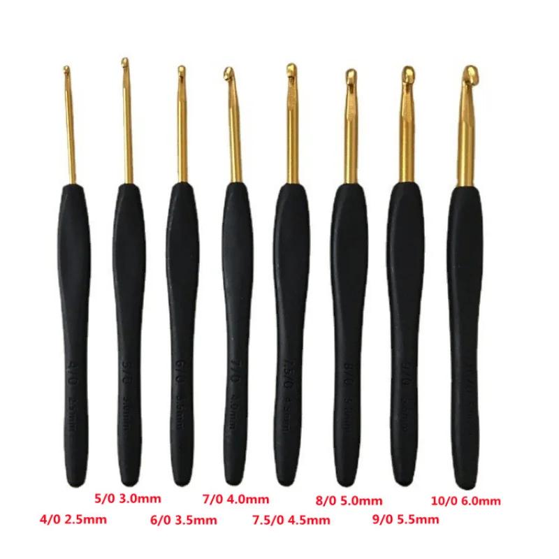 Set de 8 bucăți croșetat manual, cusături cu mâner moale, instrument de cusut, ace de tricotat pentru acasă, mâner din aliaj de aluminiu, bricolaj, ergonomic, portabil