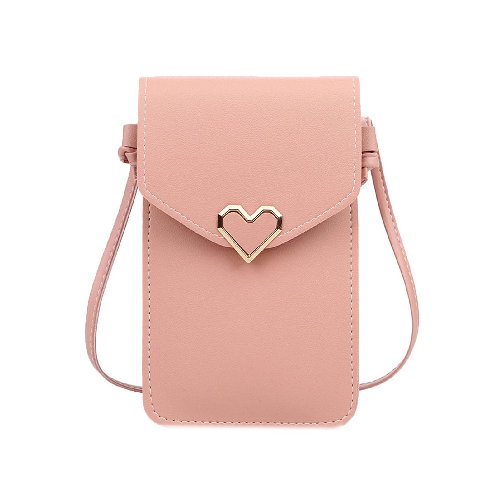 

Женская сумка для телефона, сенсорная кожаная сумка через плечо, мини-сумка через плечо One Size розовый