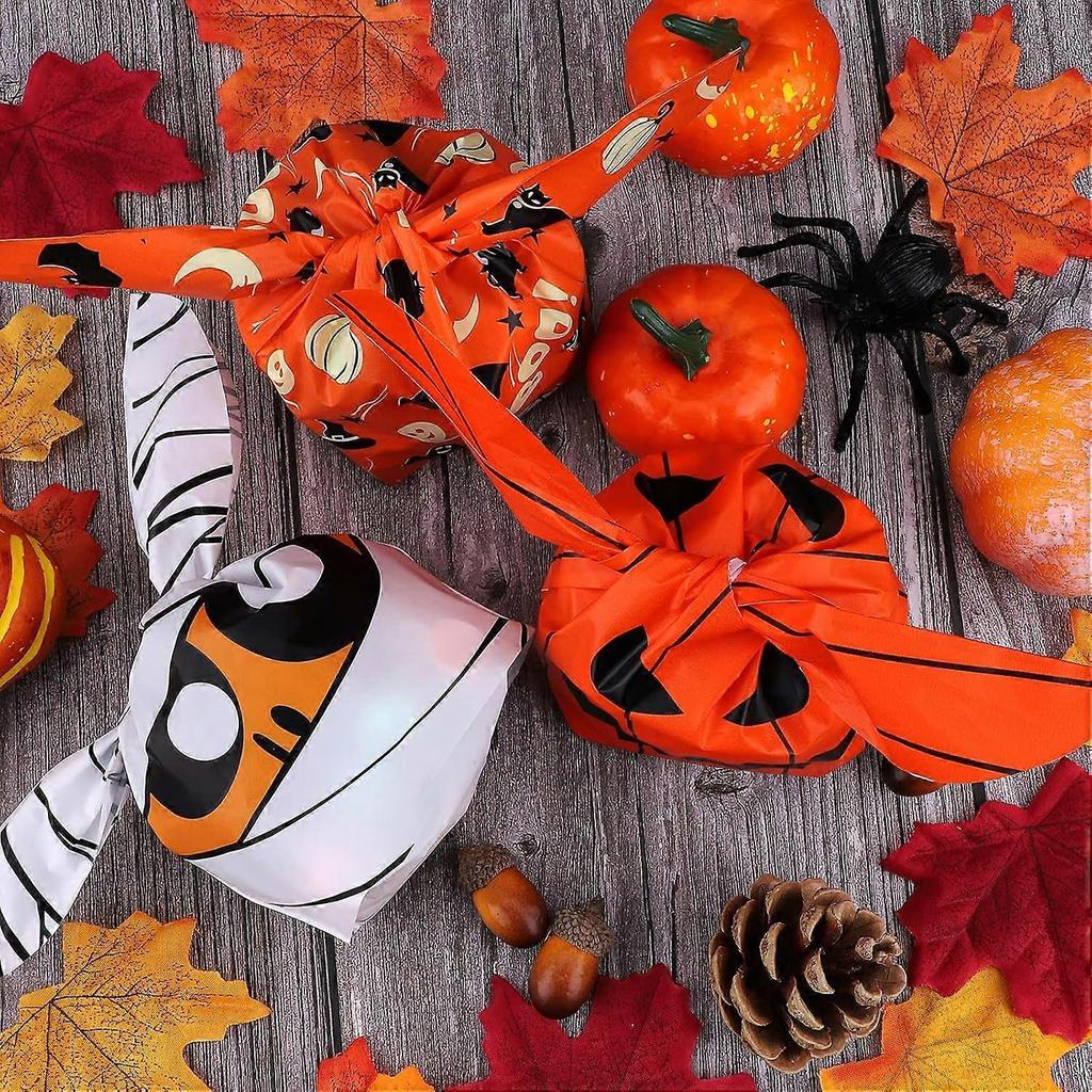 150Pcs Halloween Candy Bags Halloween Pumpkin Zombie Ghost Bat Snack Treat Favor Bags Cookie Sweets Biscuit Bag 3 Styles