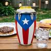 Puerto Rican Flag Conga Style 3D Printed Can Holder, Beverage Insulator, Lightweight 12oz Can Cooler for Parties Beaches Barbecues Caribbean Gift