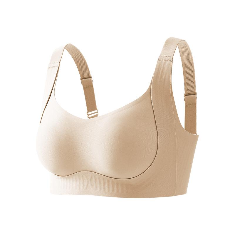 A Antibacterial non-marking nude lift large size underwear fixed cat claw cup soft support breathable gathering breast bra