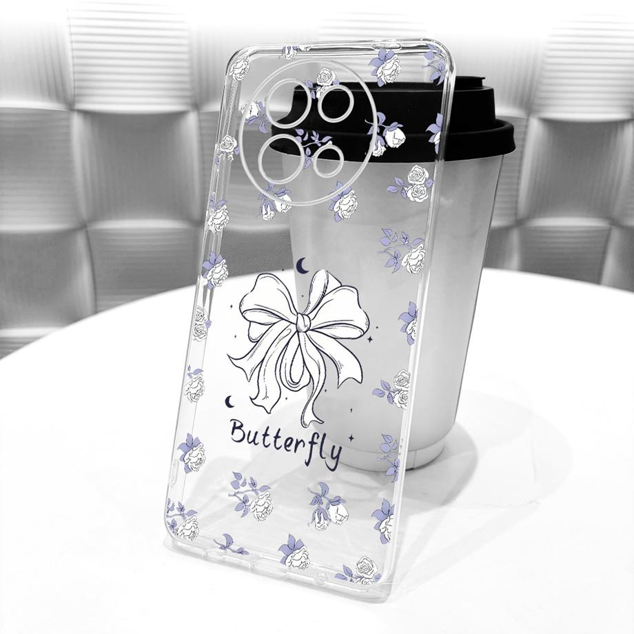 For Vivo V40 Lite 5G Global V40e V40 Pro Phone Case Clear Soft TPU Clear Back Cover Cool Cartoon Luxury Butterfly Flower Funda