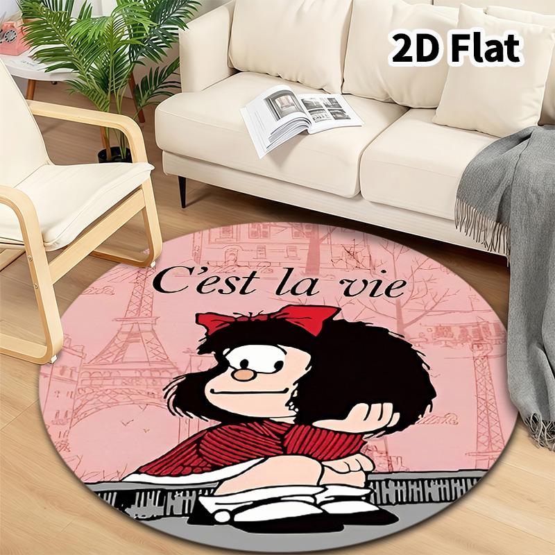 Mafalda Round Area Rug Carpet Rug For Living Room Bedroom Sofa Playroom Decor Nonslip Floor Mat