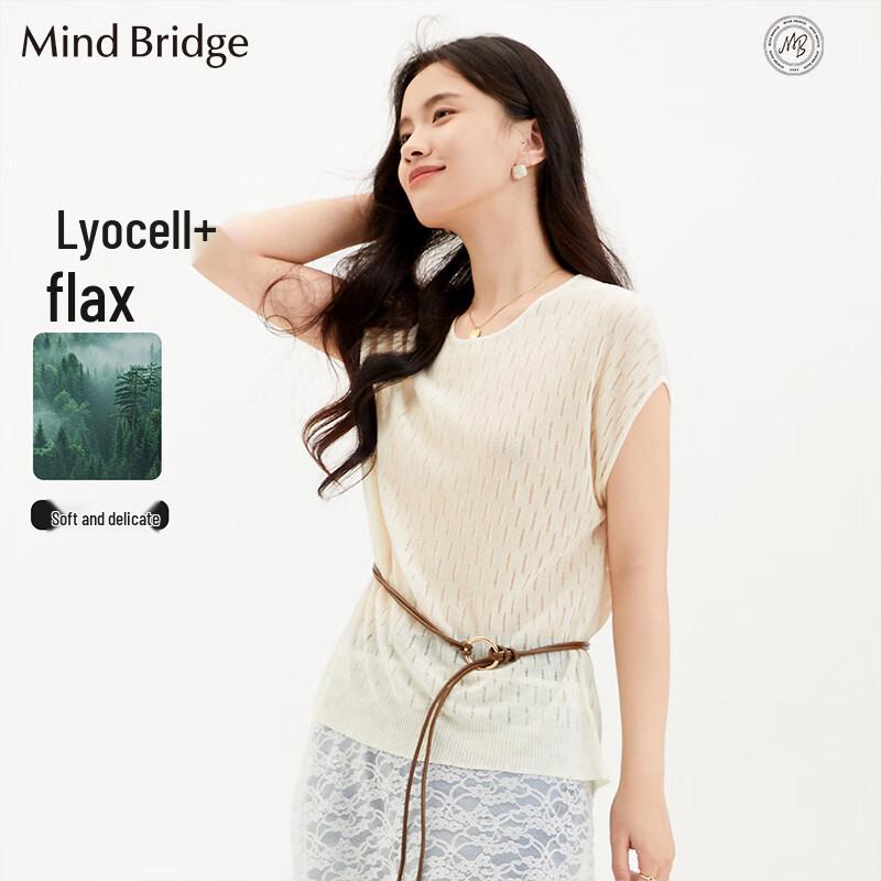 Mind Bridge Women s Round Neck Knit T-Shirt One Size F