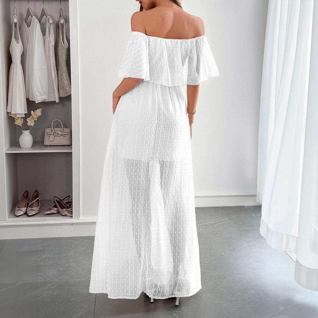 Women's Bohemian Sexy Off-Shoulder Short Sleeve Dress for Summer