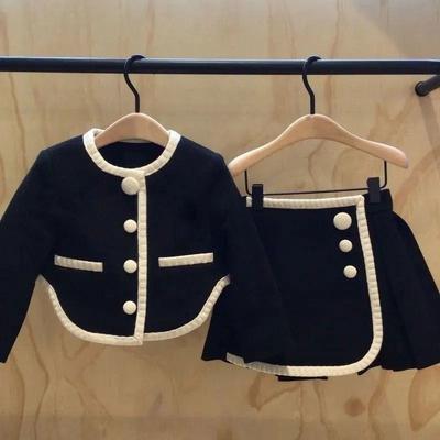 Mädchen Herbst Outfit Neue Modische Langarm Strickjacke Baby Koreanischer Stil Rock Zweiteiliges Set