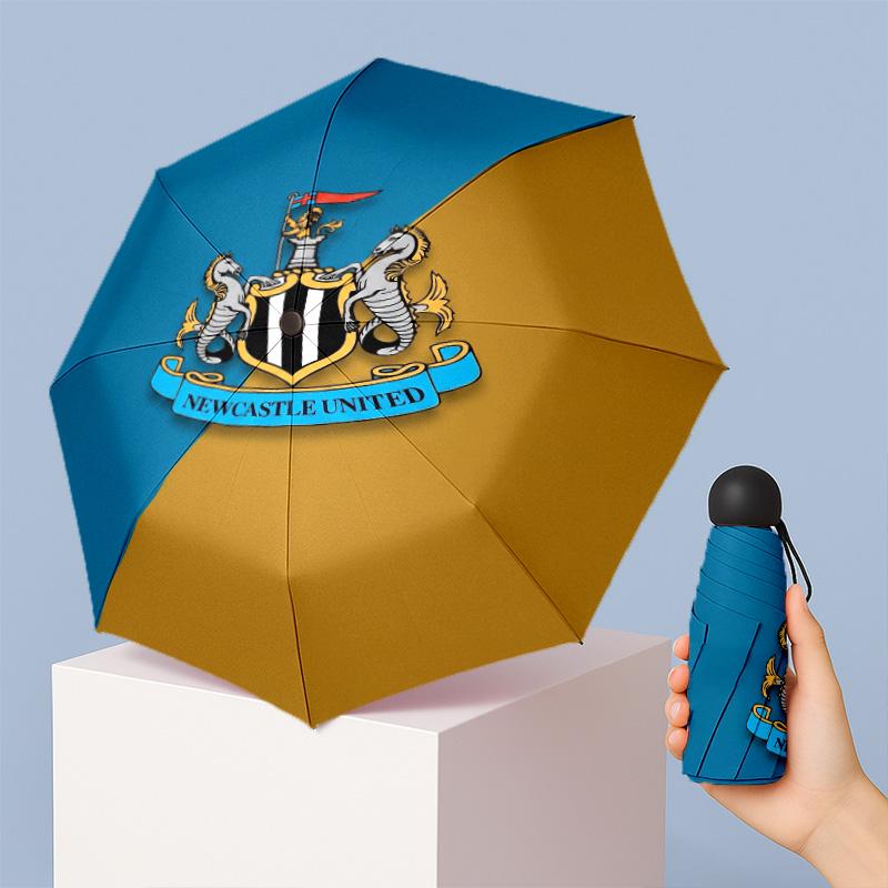 Newcastle United Football Pattern Printed Mini 5 Folds 8 Ribs Compact Umbrella Windproof Waterproof Lightweight Portable Folding