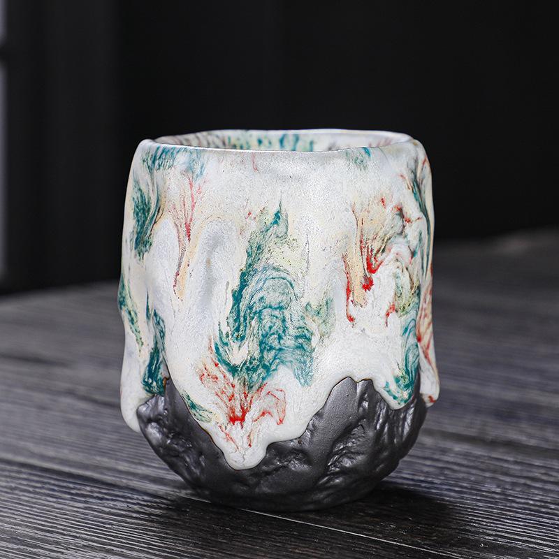 Japanese-style Retro Yamagata Ceramic Teacups Retro Handmade Rough Pottery Single Ceramic Kung Fu Tea Set Tea Accessories