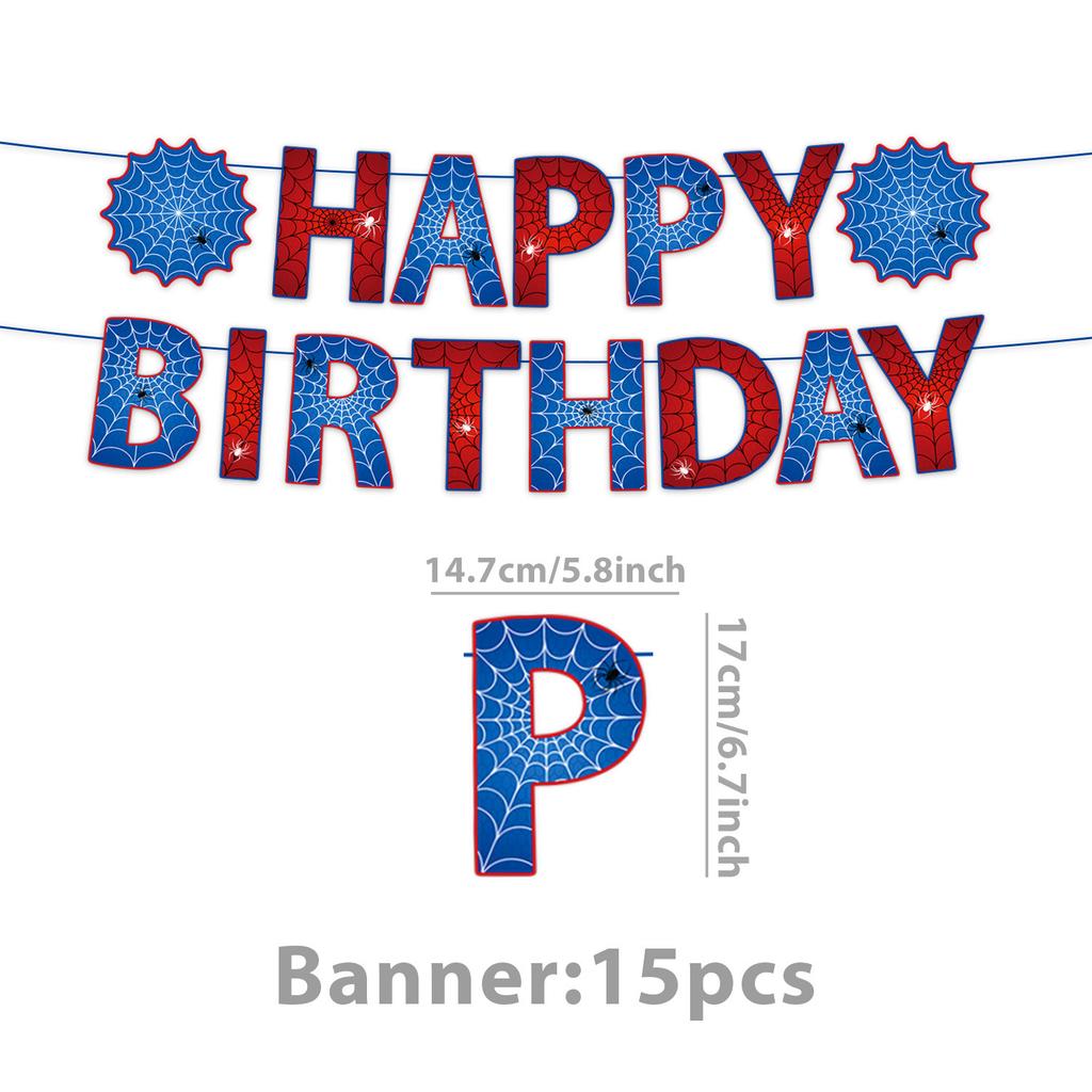 Red Blue Spiderman Birthday Party Supplies 22 Pack Includes Banner Tablecloth Paper Plates Cups Napkins for Kids Decorations