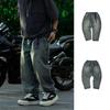 Mens Loose Straight Leg Jeans Vintage Washed Distressed Casual Pants Teens