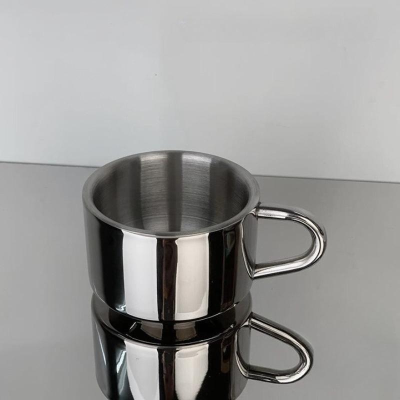 

125ml 304 Stainless Steel Espresso Cup Coffee Cups and Saucers Afternoon Tea Cups Mugs High-End Personalized Couple Cups