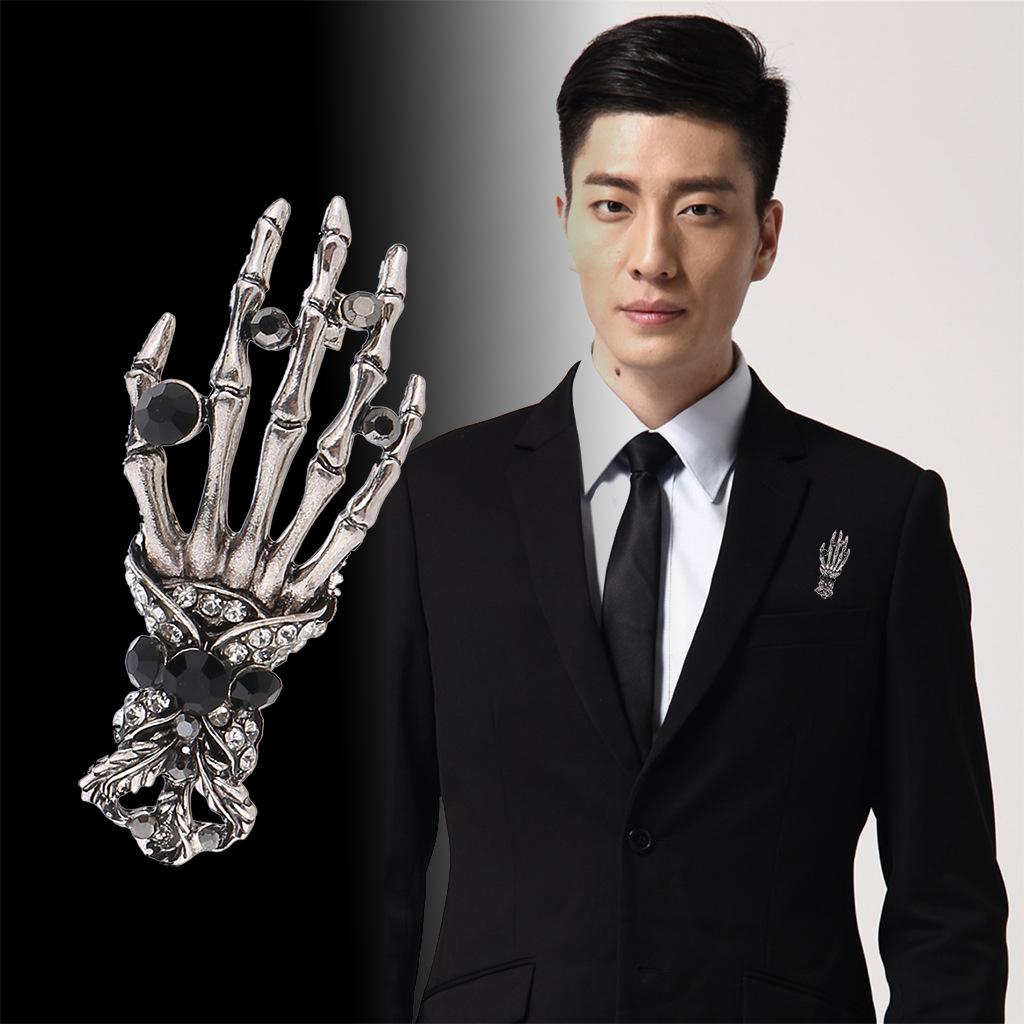 Men's Fashion Suit Brooch Simple Diamond Tassel Metal Wedding Dress Suit Brooch Collar Pin