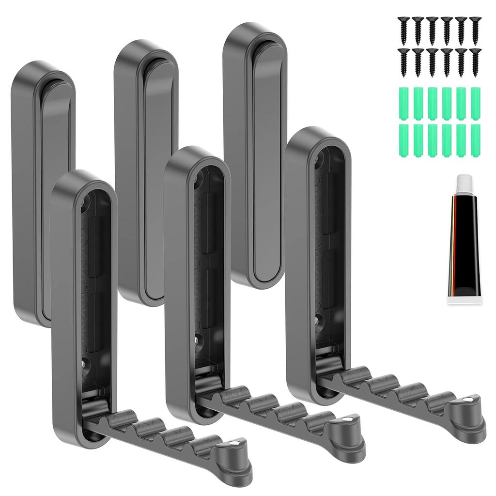 6Pcs Metal Foldable Wall Hook Wall Mounted Coat Hat Clothes hanger Hook for home Bedroom Self-Adhesive wall hook with Screws