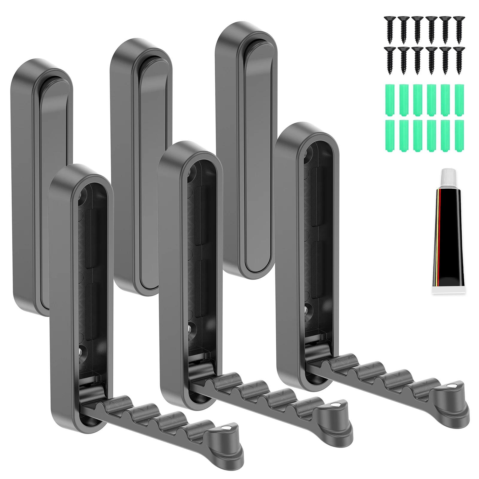 6Pcs Metal Foldable Wall Hook Wall Mounted Coat Hat Clothes hanger Hook for home Bedroom Self-Adhesive wall hook with Screws