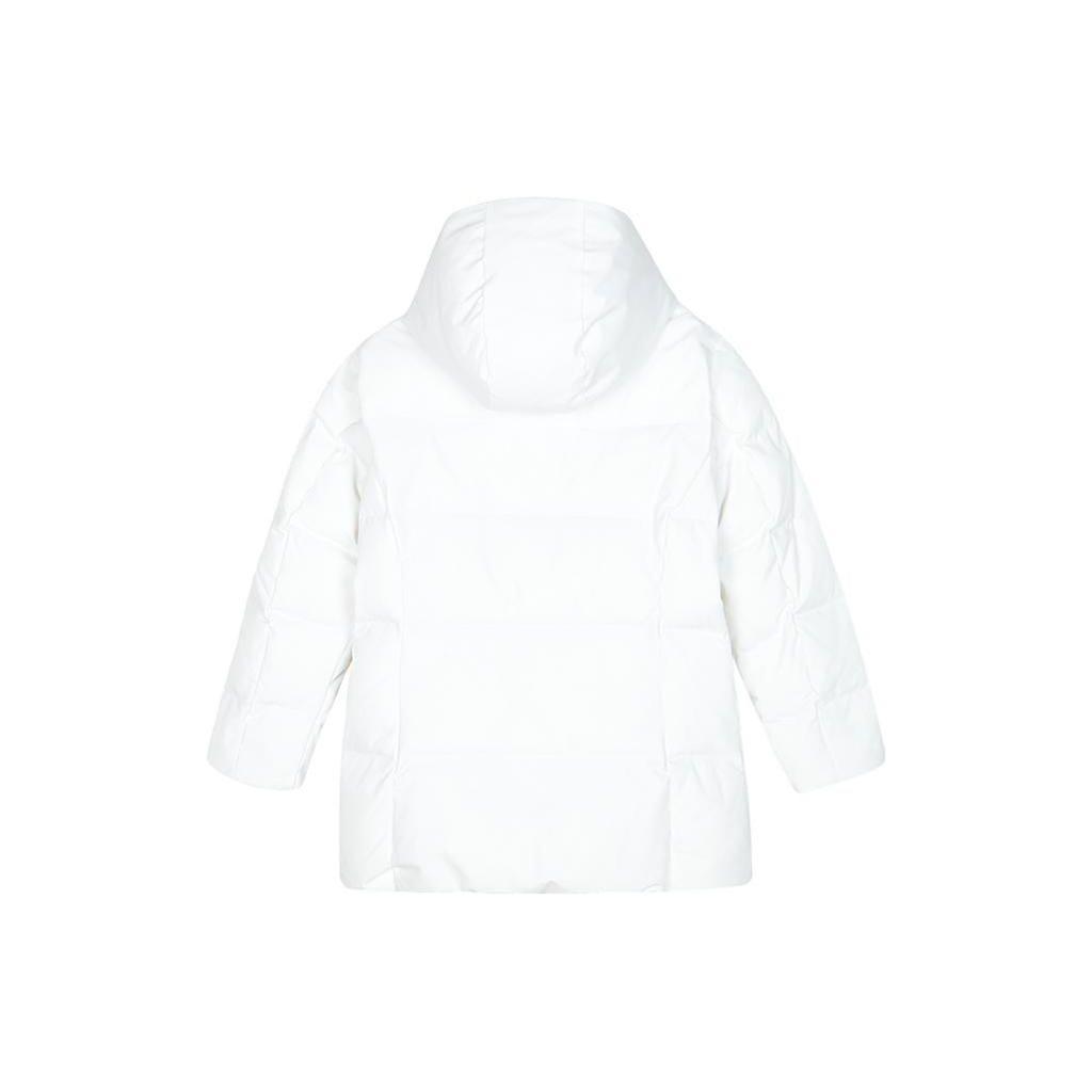 Skechers Windproof Warm Water-Repellent Solid Color Zipper Hooded Down Jacket Women outerwear Bright-White L423W127-0019