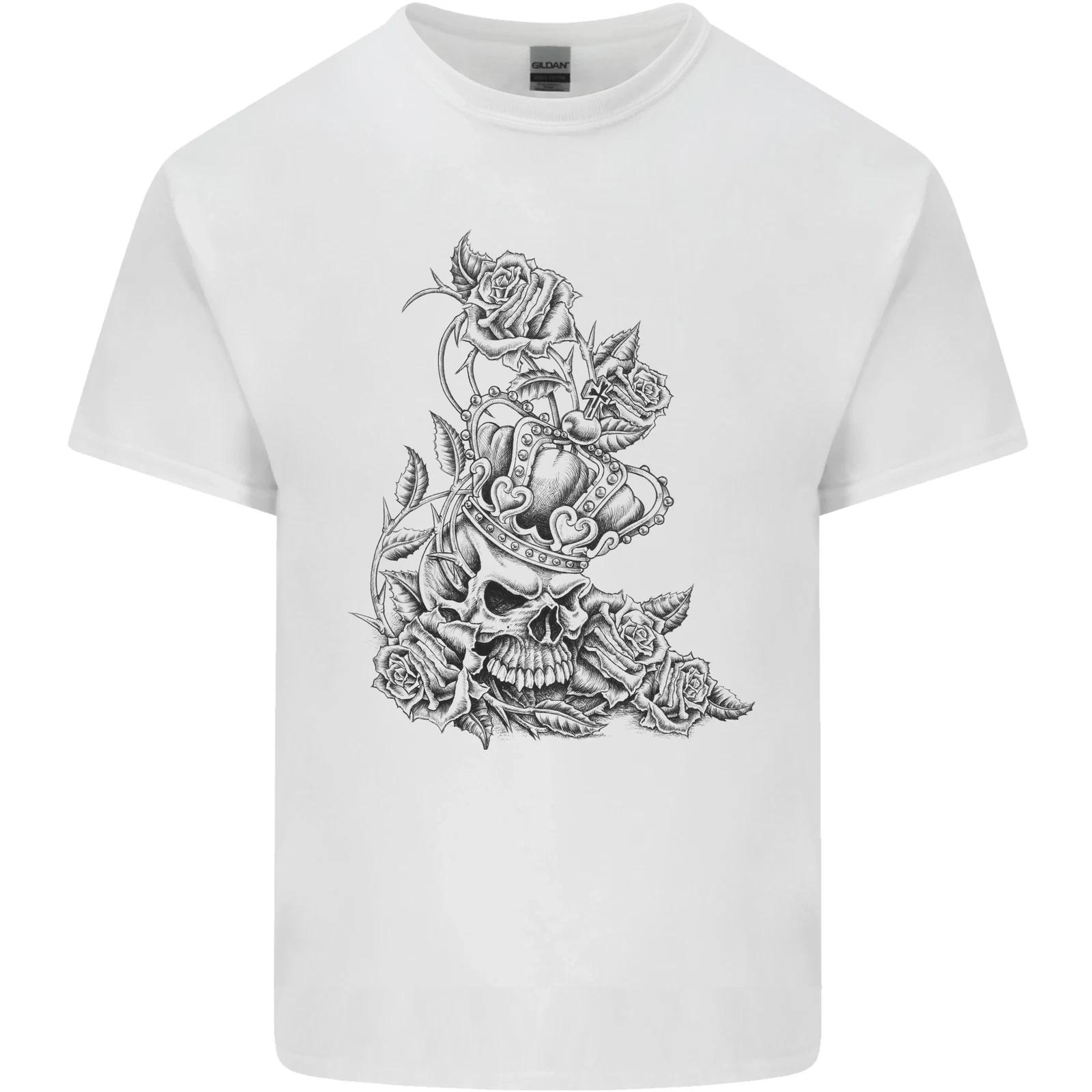 Skull Crown Biker Skull Gothic Heavy Metal Kids T-Shirt Childrens S