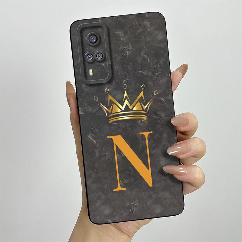 

For Vivo Y51 2020 Case Vivo Y53S Y31 Y33 2021 Phone Case Fashion Crown Letter Full Package Matte Anti Drop Soft Protective Cover Vivo Y33 2021