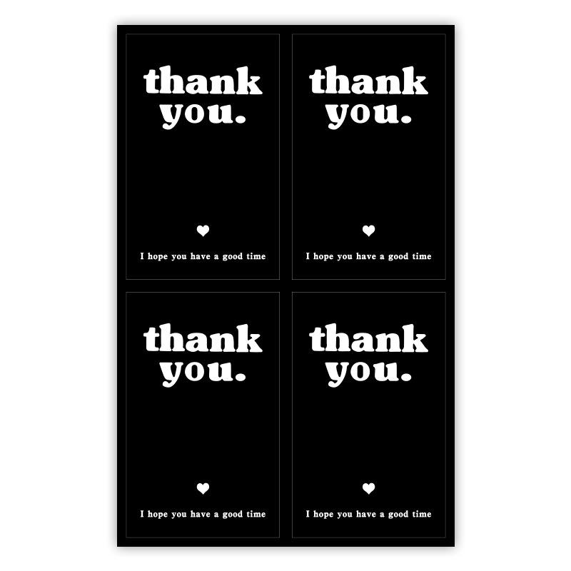 Simple White Rectangular 'Thank You' Stickers for Gift Box and Packaging Decoration