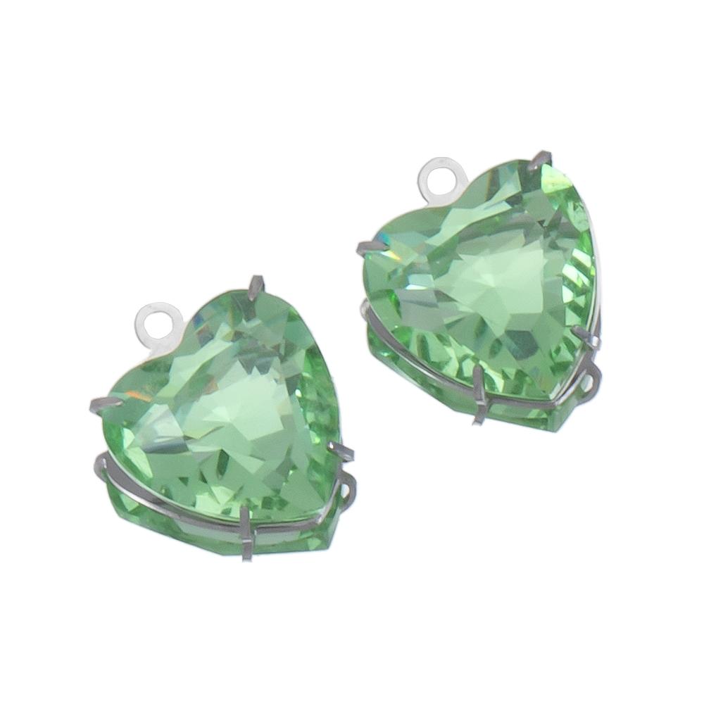 5pcs Stainless Steel Zircon Heart Pendants Base Clear Crystal Charm Beads with Hole for Necklace Making DIY Ear Jewelry Findings