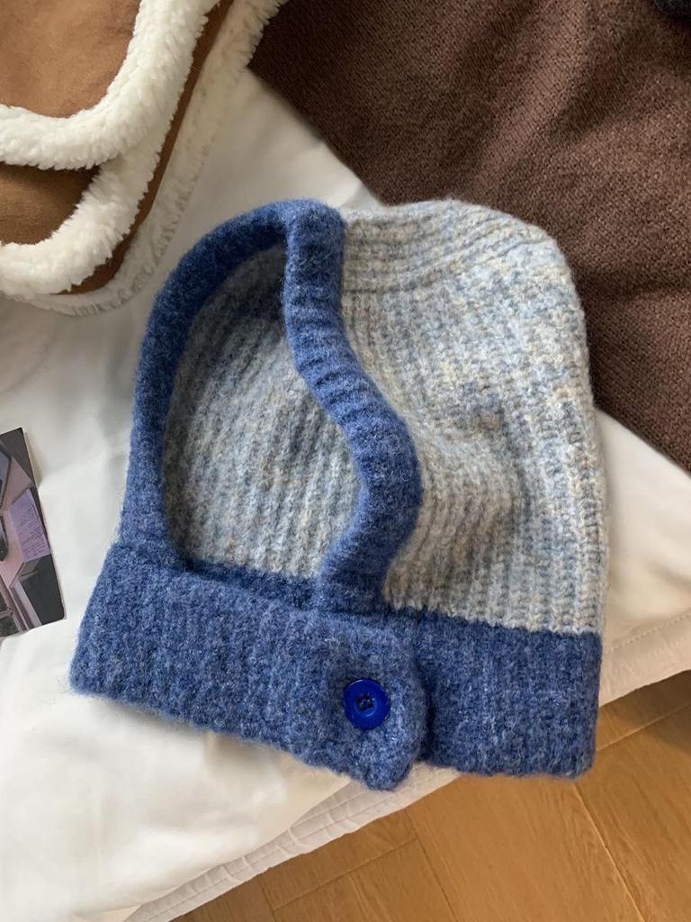 Women's Color-Block Knit Balaclava Hat & Scarf Set for Autumn/Winter