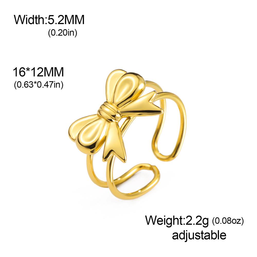 My Shape Bowknot Ring for Women Gold Color Bow Rings Stainless Steel Finger Rings Adjustable Size Delicate Jewelry Wholesale