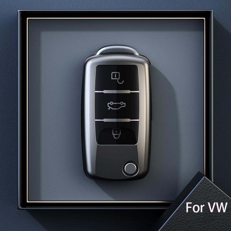 

New Titanium Gray 3 Button For Vw For Bora Polo Tiguan Jetta B5 B6 B7 Beetle For Skoda Octavia Remote Flip Car Key Case Cover