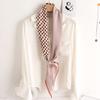 New Korean Version of Houndstooth Thin Narrow Long Sunscreen Scarf for Women Versatile Imitation Silk Literary Small Neck Scarf
