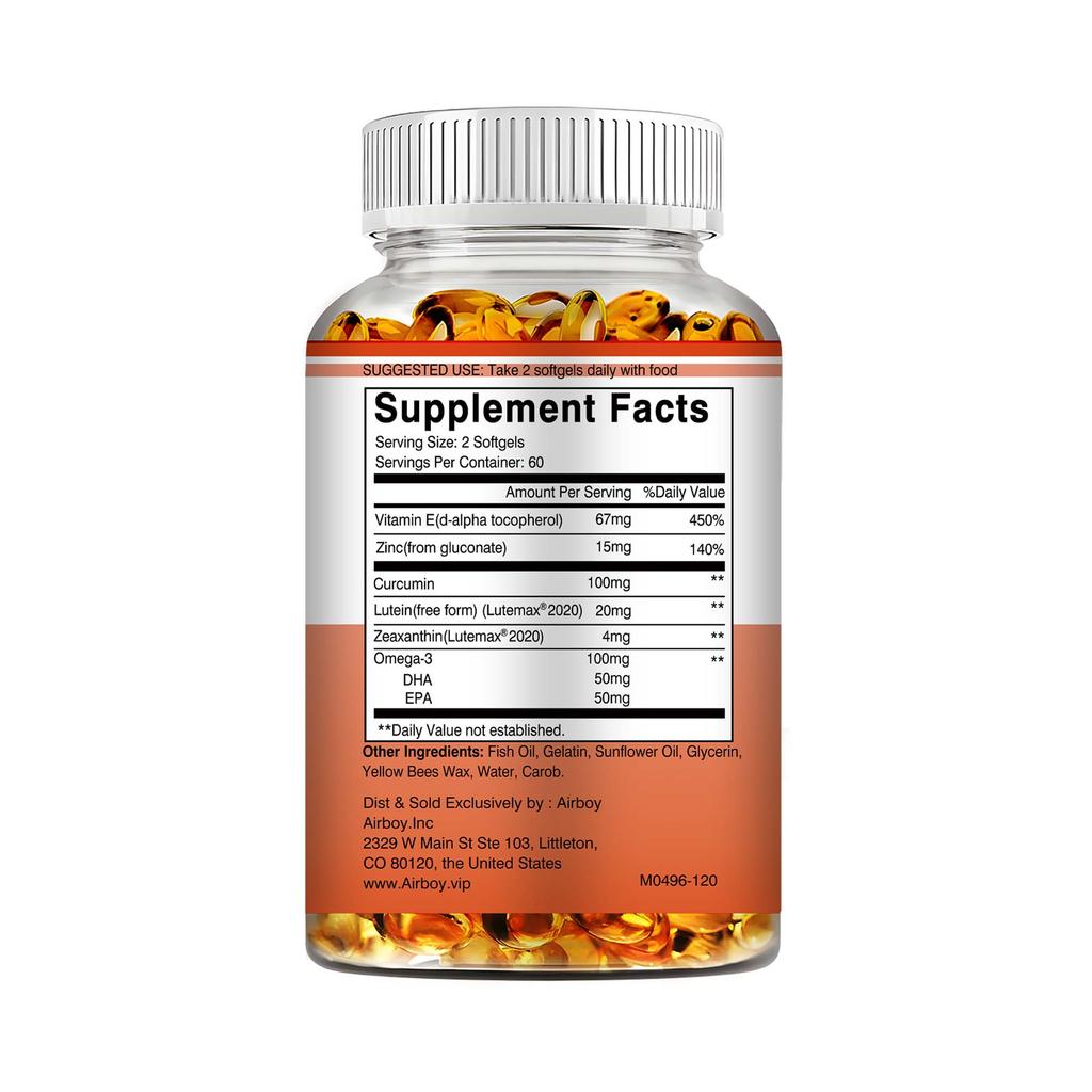 Airboy Eye Care Capsules contain lutein and fish oil to maintain eye health and visual performance.