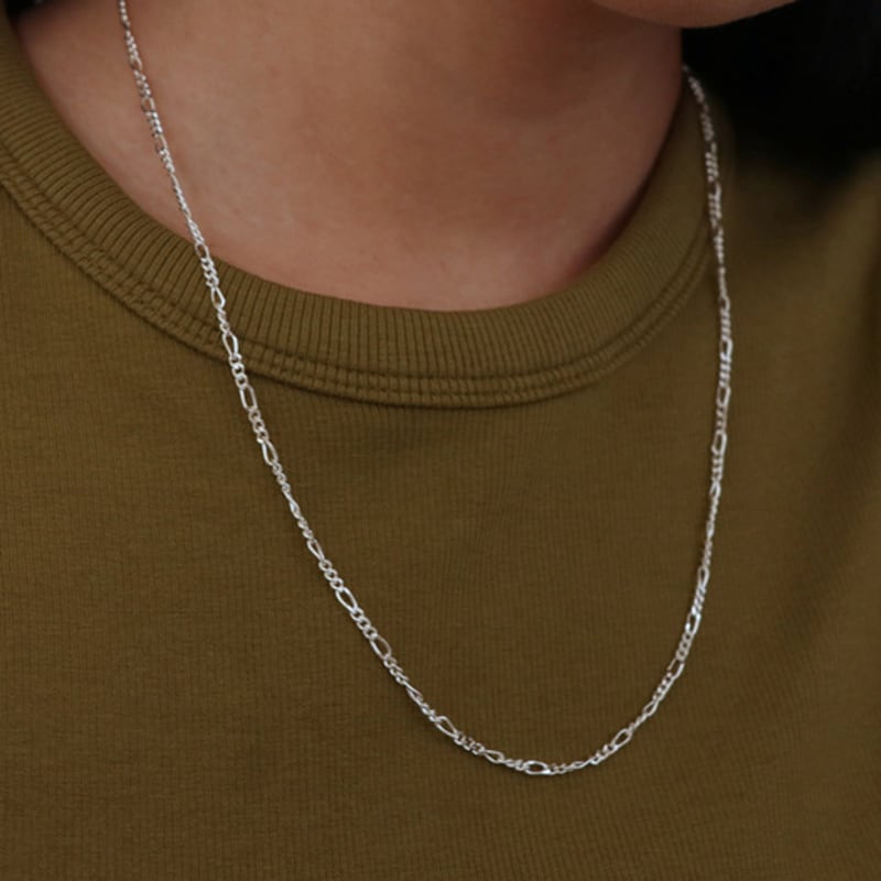 

Less is more silver figaro chain necklace OS