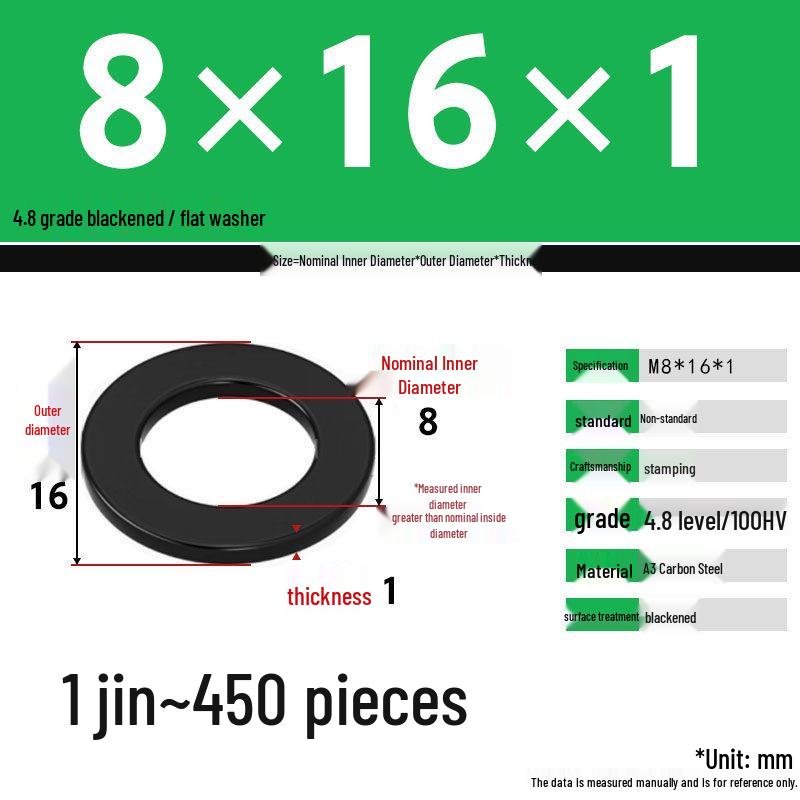 Blackened Enlarged Thickened Metal Washer - M3-M42