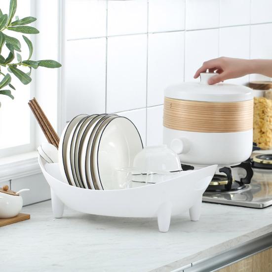 Countertop Dish Rack Plastic Dish Drying Rack Tableware Holder Bowl And Utensil Holder with Drainage for Kitchen Counter Sink