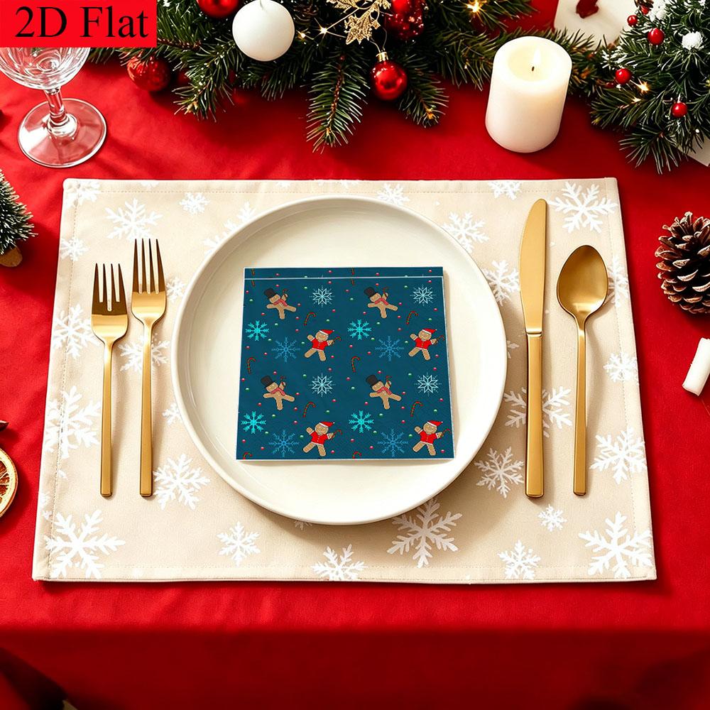 20pcs Disposable Napkins with Christmas elements Pattern Print for Wedding,Parties,and Daily Use for Thanksgiving Fall Christmas Table Decoration