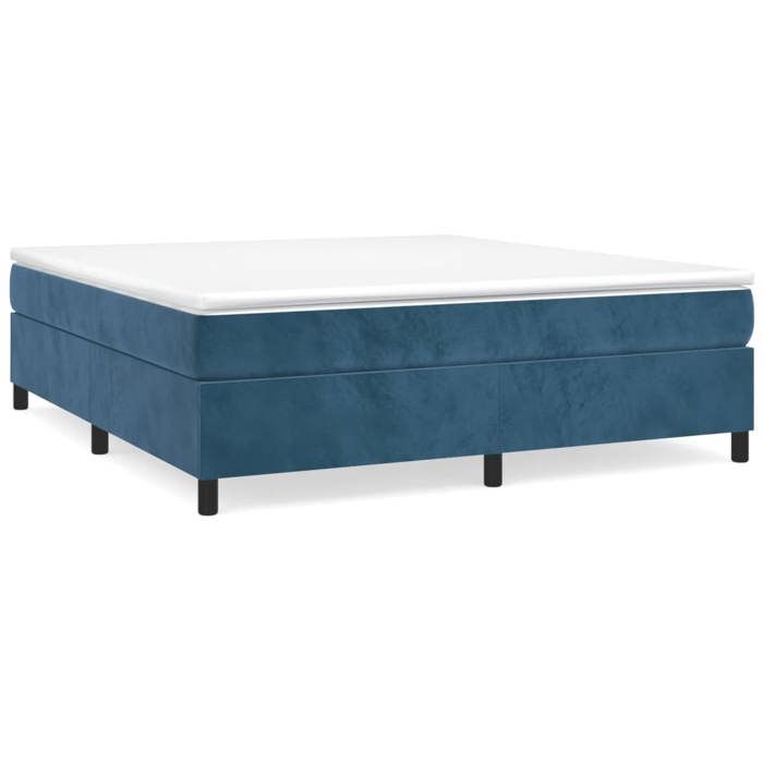 Cadre de lit avec matelas - Maison Exclusive - Velours bleu foncé - 160x200cm - 2 places