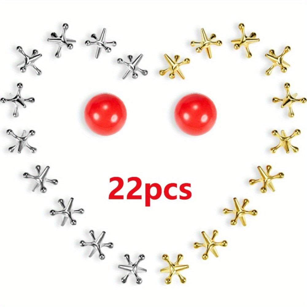 

Набор 22 винтажных металлических джеков. Ретро игра на полу с 20 бильбоками и 2 мячами. Веселый семейный подарок. чистый