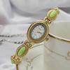 Korean Style Women's Oval Bracelet Watch - Colorful Stone, Versatile, Niche Fashion, Gold, High-End Feel