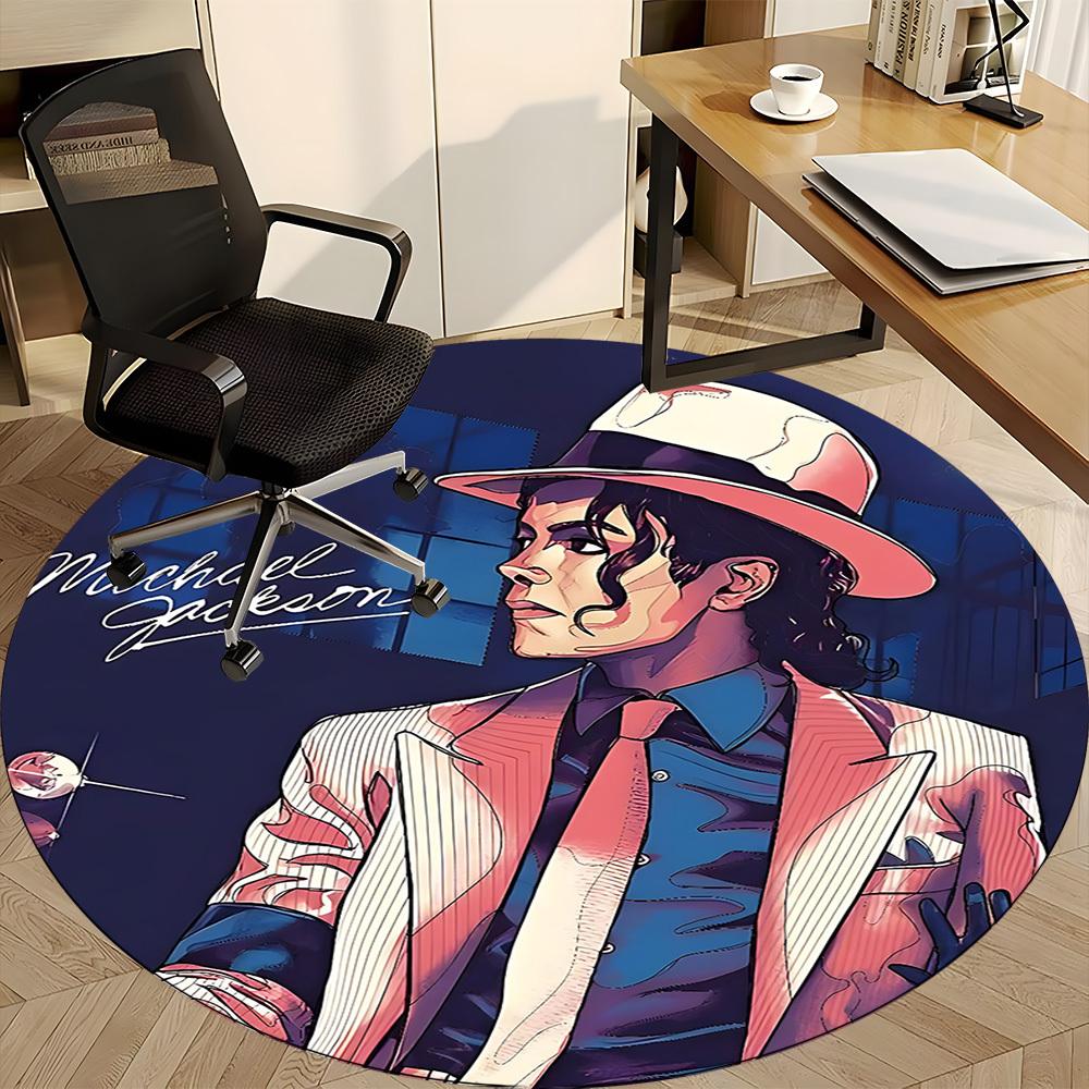 1 Stück Michael Joseph Jackson Büro Runder Teppich, Unter Bürostühlen Schlafzimmer Wohnzimmer Heimdekoration a1022304