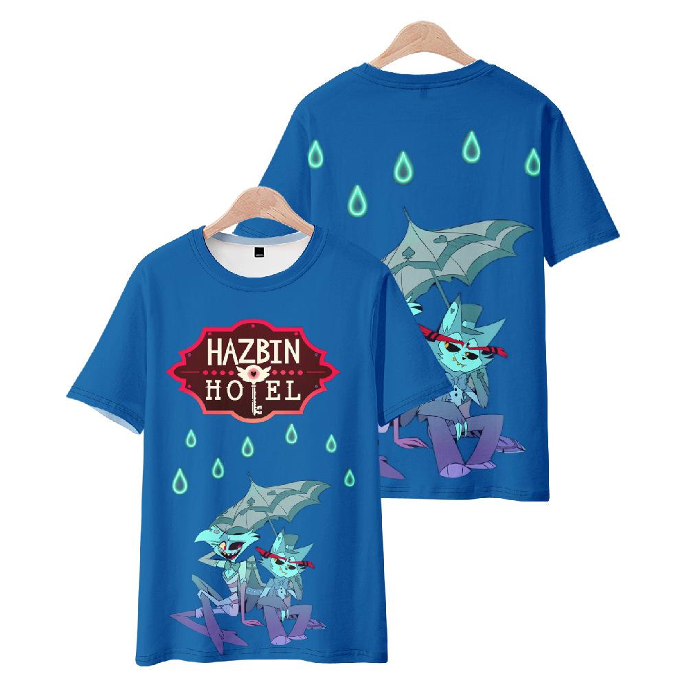 Hazbin Hotel Anime Women Men's T-shirts Cartoon Printed O-Neck Oversized Short Sleeves Fashion Mens Clothing Streetwear