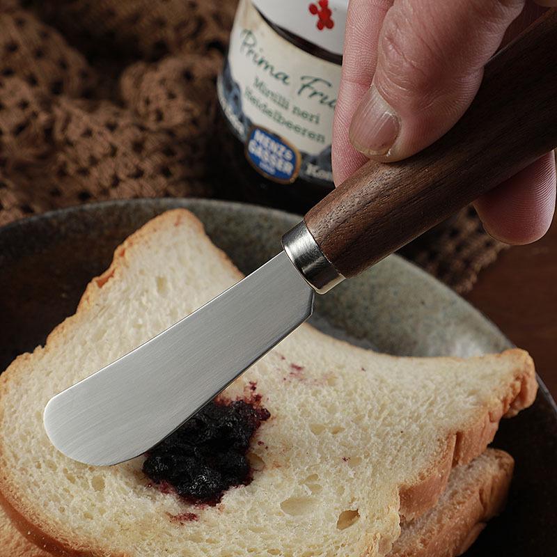 Walnut Handle Stainless Steel Cheese Knife, Fork, and Butter Spreader Set