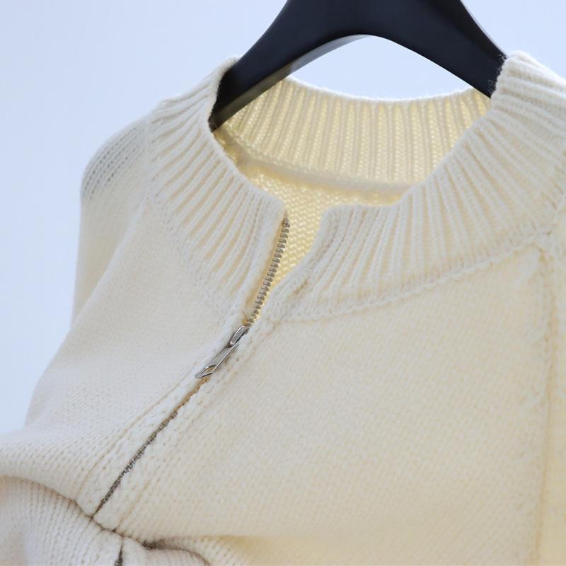 Women's Double-Zip Knit Cardigan - Versatile Autumn/Winter Short Sweater Jacket