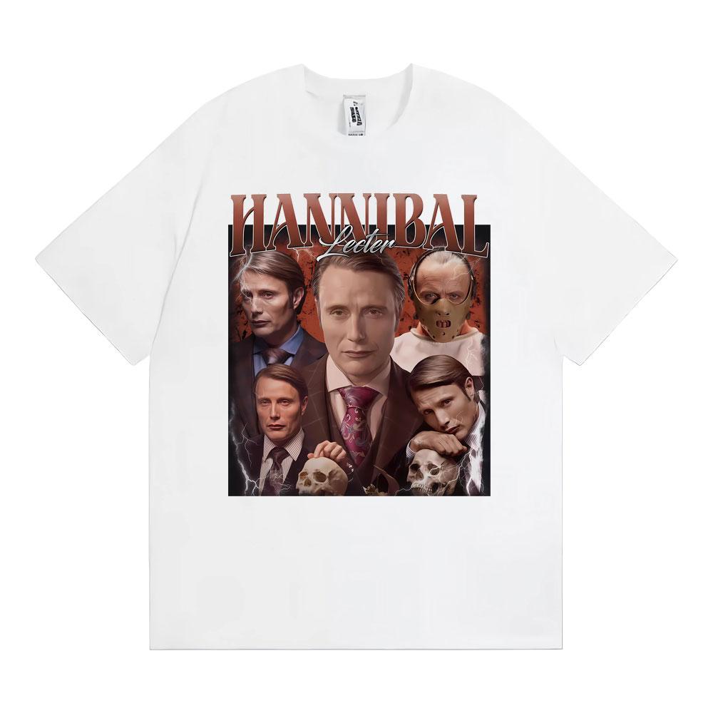 Vintage Style Hannibal Lecter Mads Mikkelsen T-shirt Men Women Fashion Casual Oversized T Shirts Summer Tops 100% Cotton T Shirt