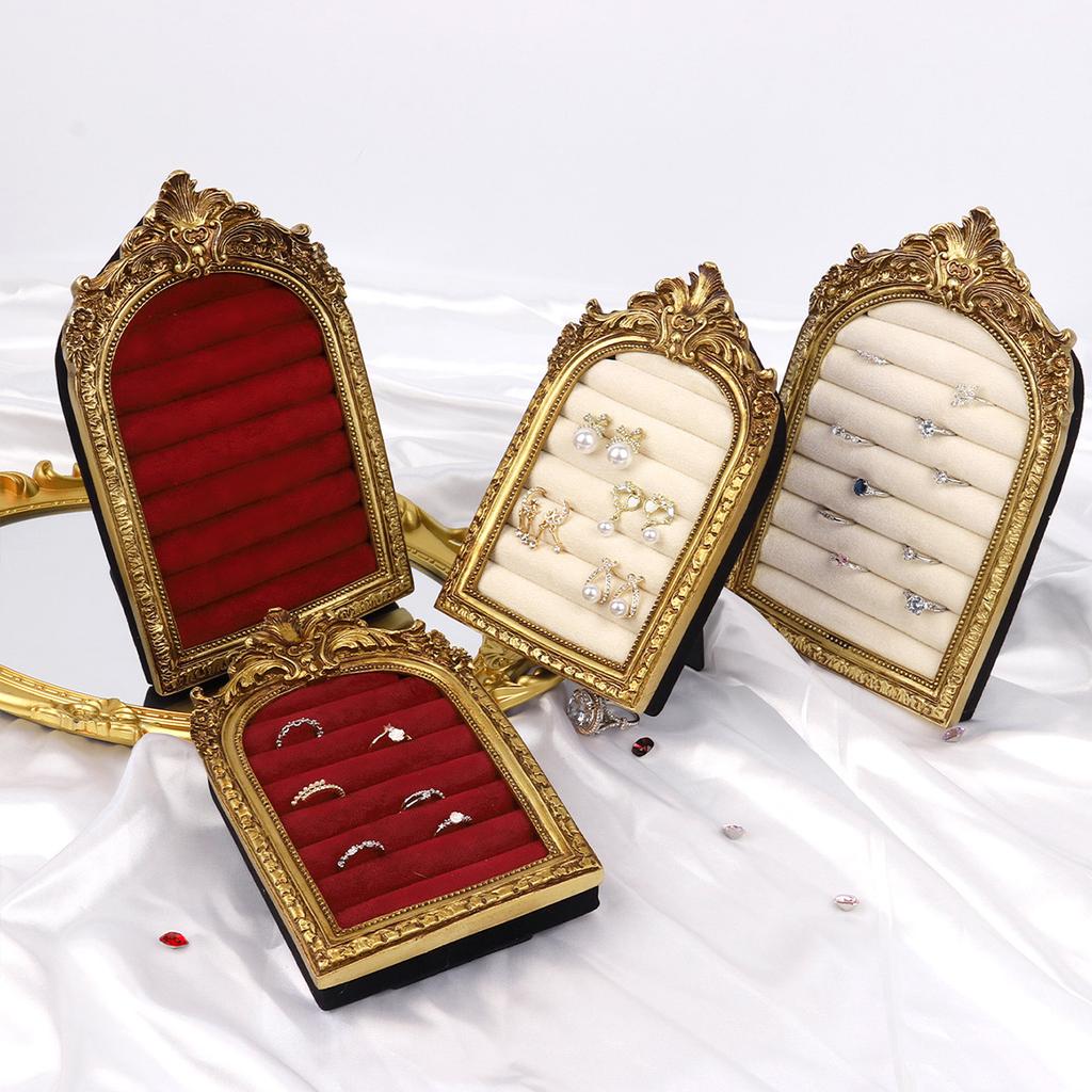Vintage Jewelry Storage Shelf Velvet Earring Ring Shelves Jewelry Frame Display Shelves Home Decoration Display Cabinet