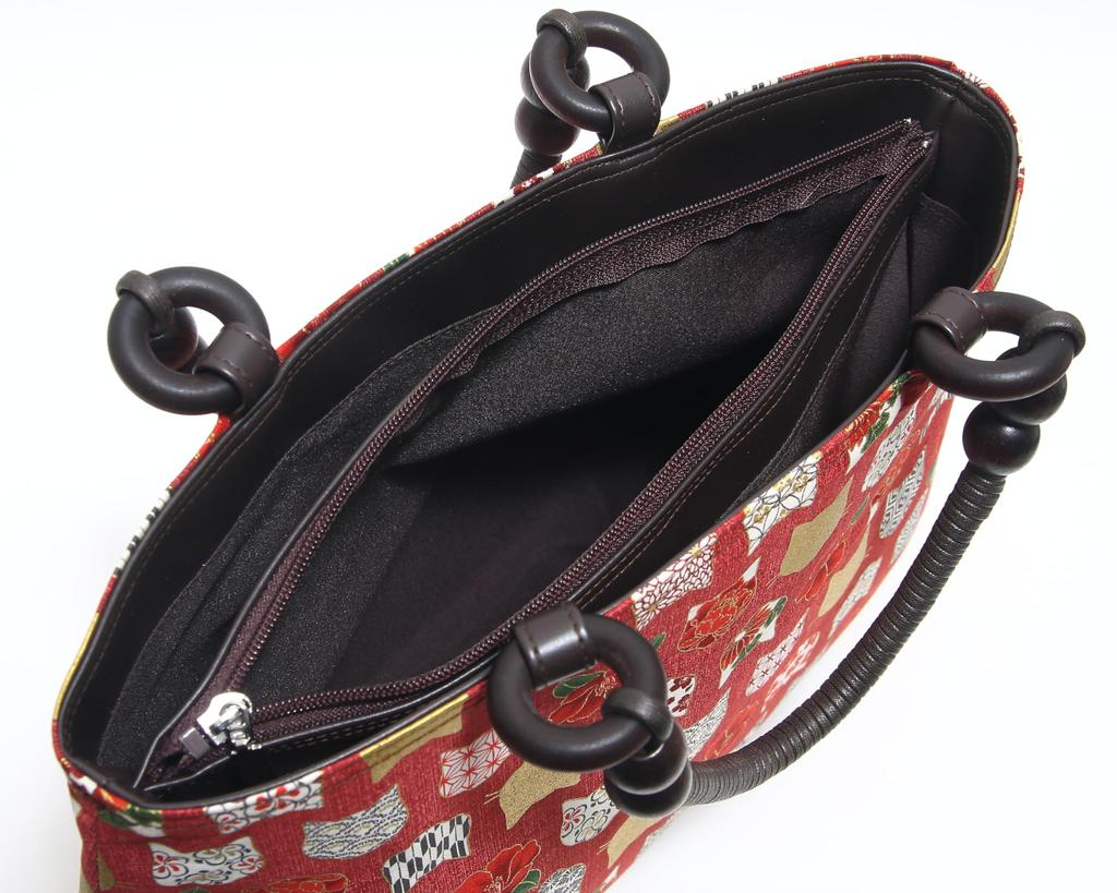 Hasegawa Handtasche mit Katzenmuster, Faltbar, Handgefertigt in Kyoto von Handwerkern, Hergestellt in Japan (rot)