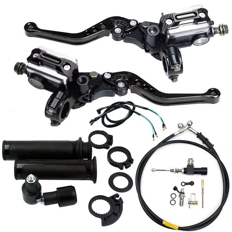 QE-Motorcycle Hydraulic Clutch Kit Brake Levers Master Cylinder Reservoir With Grip Brake Hose For Motocross Vento Pulsar