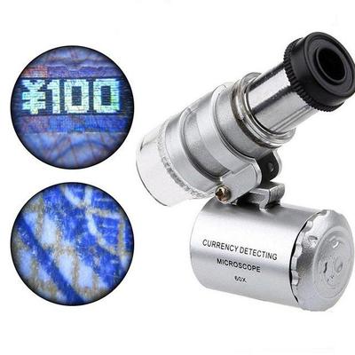 Mini Microscope With Led Light 60x Portable Magnifying Glass ZPG