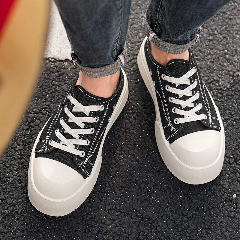Summer New Half-drag Canvas Shoes Without Heels, Lazy Person's One-foot Wear, Thick-soled, Big-headed Outerwear Board Shoes