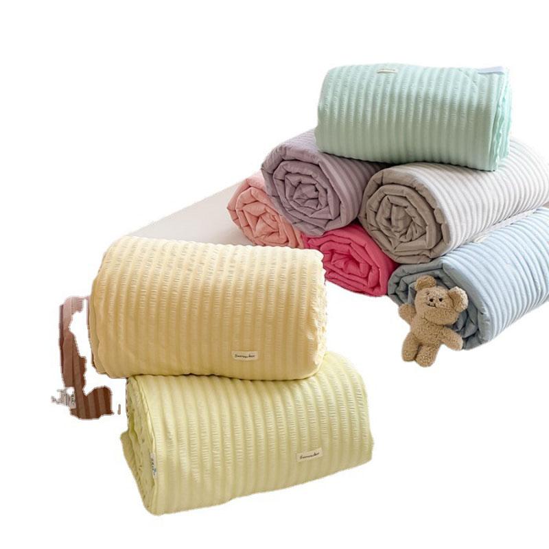 Washed Cotton Plaid Quilt, Air Condition Thin Comforter, Blanket Bedspread, Single, Double, Queen, King Bed Coverlet, Summer